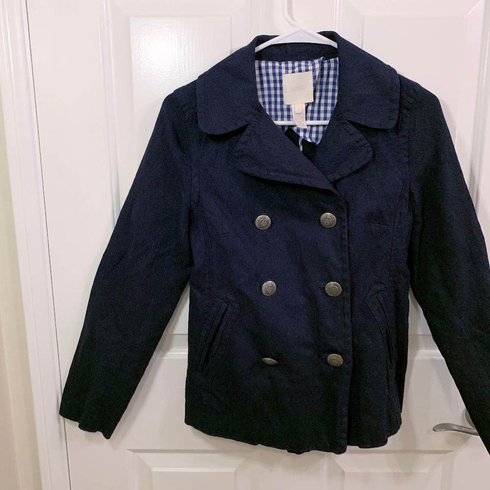 DONATING 2/4: Blue J. Crew Peacoat - Blue Jacket - Picture 1 of 6